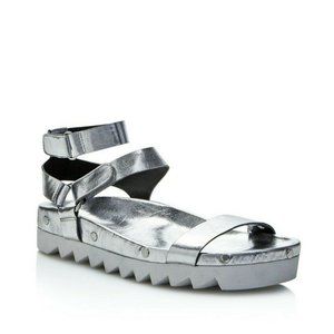 Rebecca Minkoff Elora Silver Studded Platform Sandals Size 7.5M
